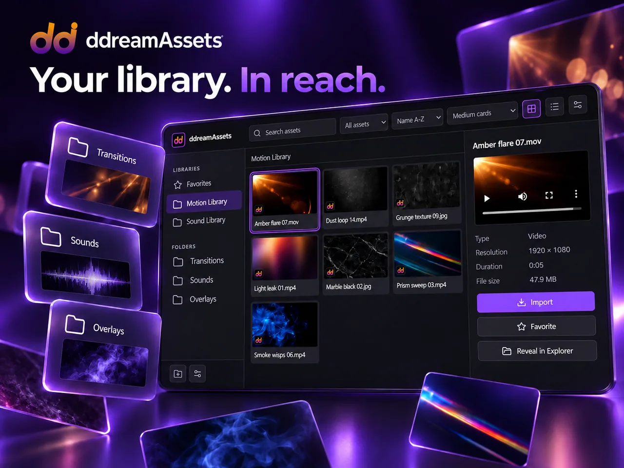 ddreamAssets local library and folder illustration