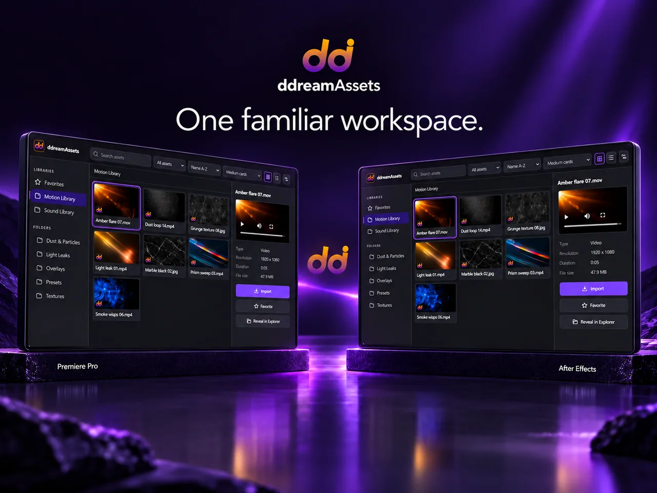 ddreamAssets illustrated panels for Premiere Pro and After Effects