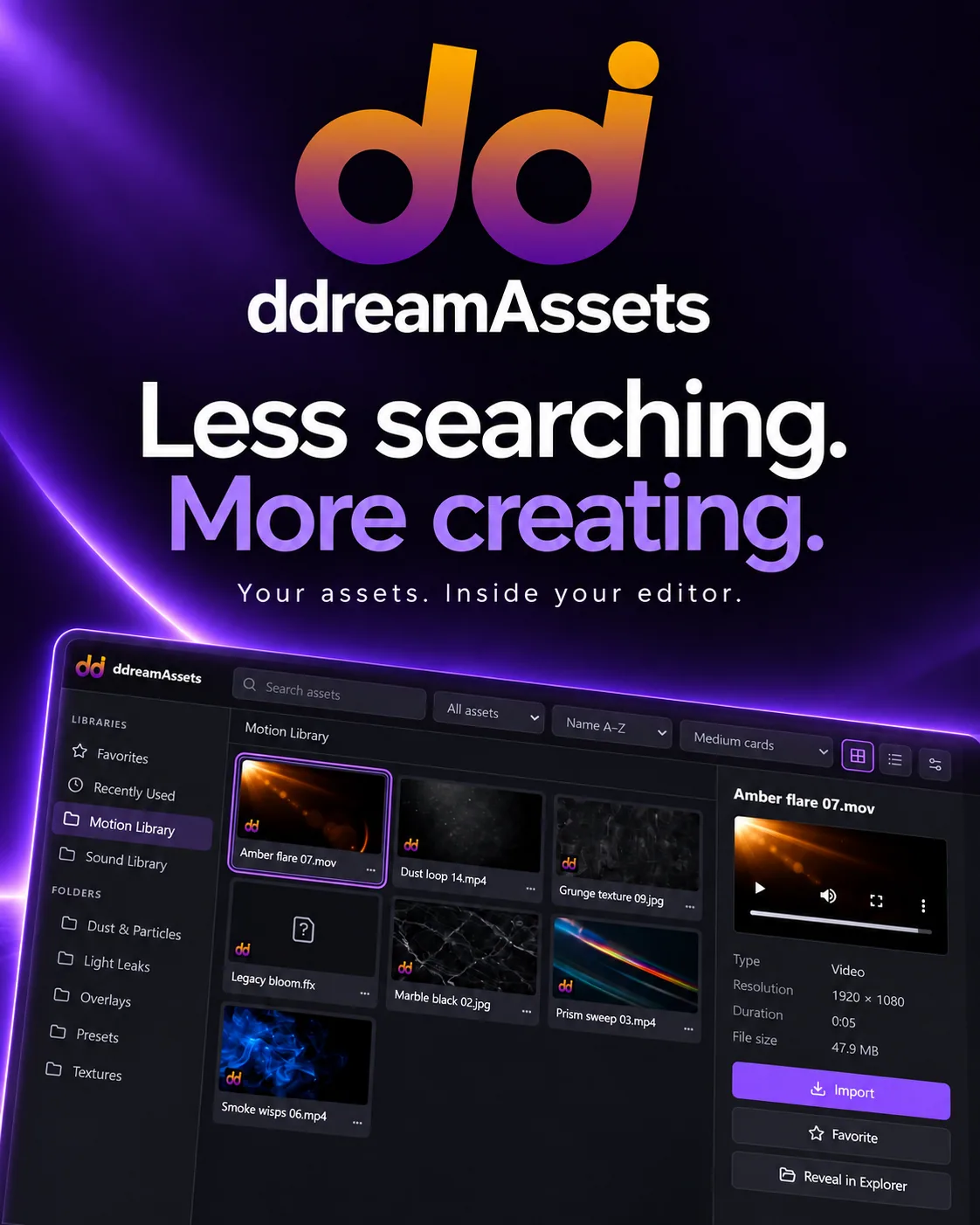 Dark violet ddreamAssets brand poster